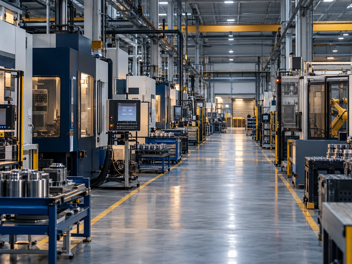 Planta de manufactura automatizada con equipos de control digital