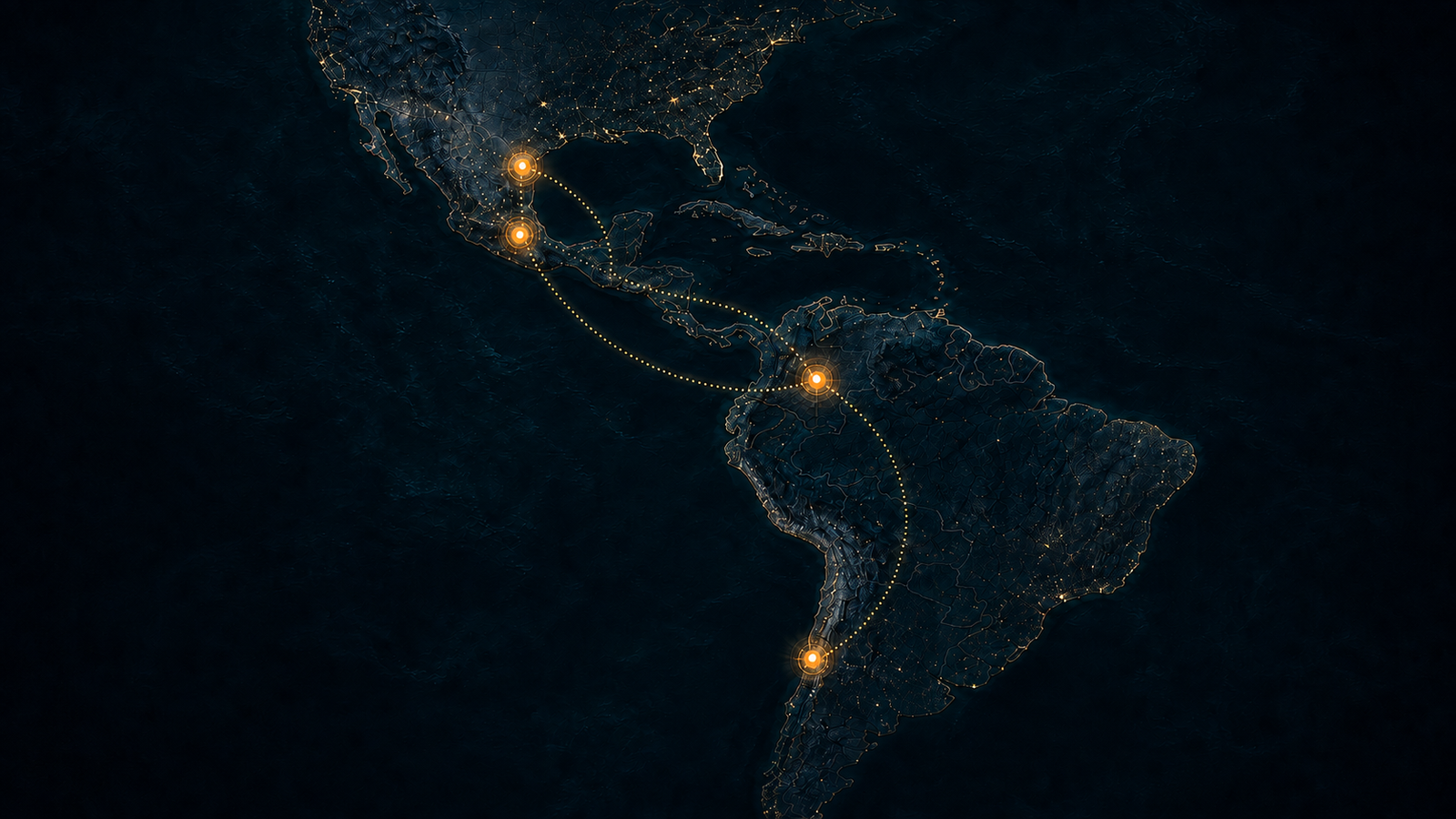 Mapa de presencia regional en Monterrey, Ciudad de México, Bogotá y Santiago